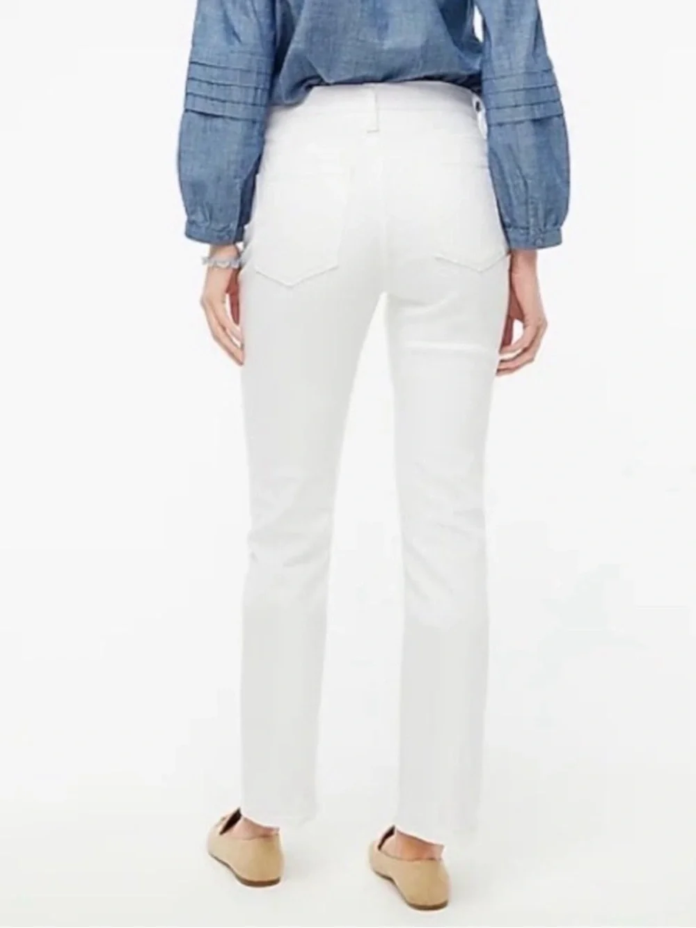 J. Crew White High-Rise Straight-Leg Jeans with Button Fly
